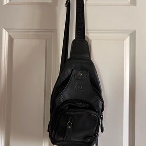 Black Leather Belt Bag